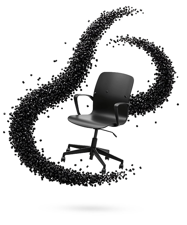 A,Swirl,Of,Few,Black,Plastic,Pellets,Wrapping,Itself,Around